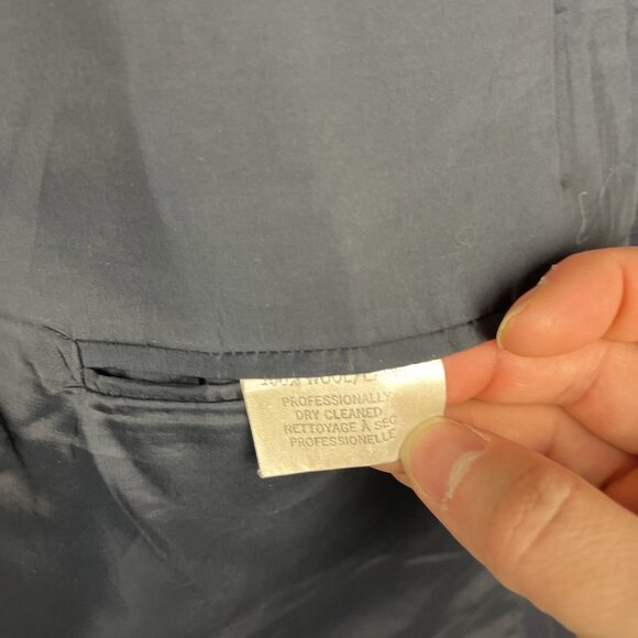 Ermenegildo Zegna Blazer Navy w/ Brown Chalk Stripe Double Breasted Wool Sz 46W - Picture 16 of 16